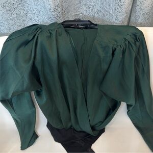 Vici Emerald Green Satin Blouse